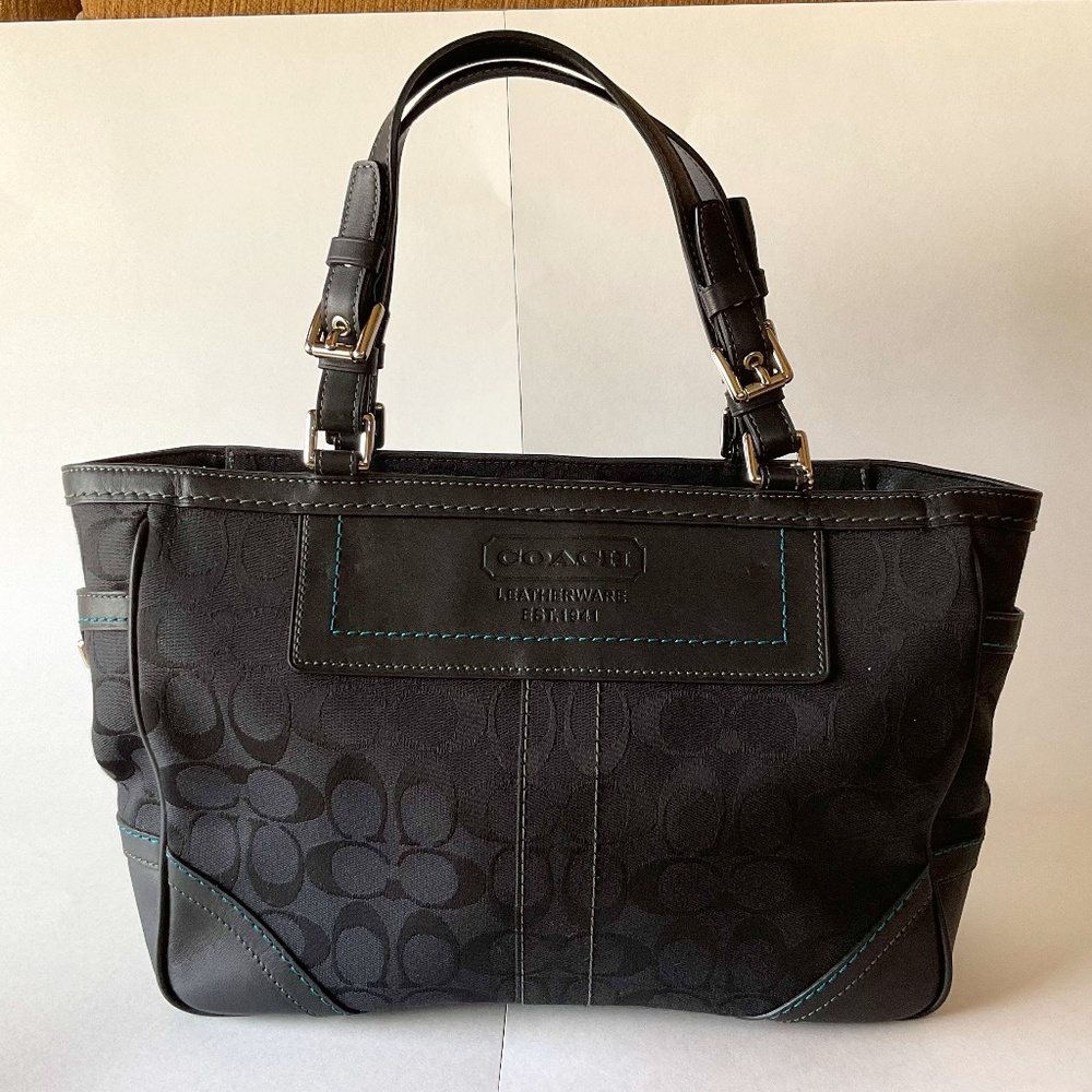 Coach Handbag - Signature Jacquard Black Canvas